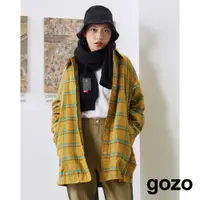 在飛比找蝦皮商城優惠-【gozo】磨毛格紋鋪棉襯衫外套(黃色/深藍_F)｜最新 顯