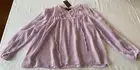 BNWT Basque mauve Ruffle Frill Tie Neck Crinkle Sheer Blouse Shirt Top Size 10