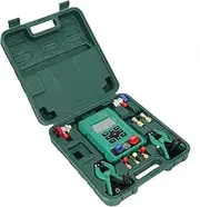 Digital Manifold Set HVAC, Vacuum Pressure Tester with Temperature Clips, for Air Conditioning Refrigeration System, Vacuum Pump
