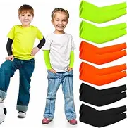 SATINIOR 6 Pairs Kids Cooling Arm Sleeves Sun Protection Compression Forearm Sleeve Cover for Boys Girls