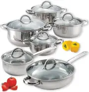 Cook N Home Kitchen Cookware Sets, 12-Piece Stainless Steel Pots and Pans
