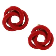 Red Enamel Love Knot Earrings 5/8" Studs