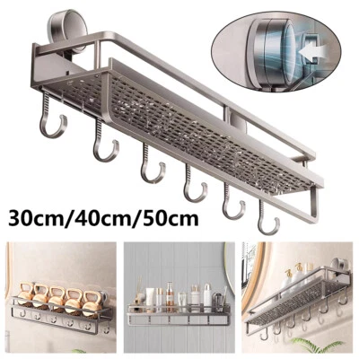 Aluminum Wall Rack Suction Cup Shower Caddy Bathroom Shelf Organiser Holder AU