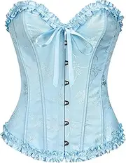 [SZIVYSHI] Women's Full Breast Corset Top Gothic Vintage Corsage Bustier Corset, light blue, Small