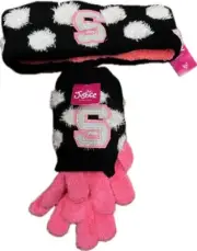 Justice for Girls Black Headband & Mitten Set Initial "S"~Onesize~NWT~Christmas
