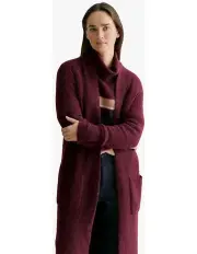 [Trenery] Alpaca Merino Blend Longline Cardigan in Oxblood