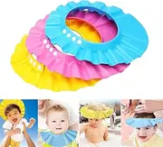 Safe Shampoo Shower Bathing Protection Bath Cap Soft Adjustable Visor Hat for Toddler, Baby, Kids, Children,Set of 3