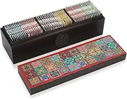Octavius Assorted Tea | 6 Assorted Black & Green Teas | 60 Teabags | Wooden Tea Sampler Pack | Tile Motif Design | Tea Gift Set | Pack of 1