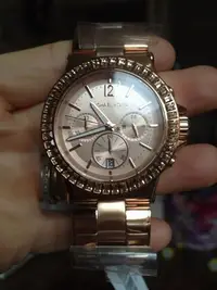 在飛比找Yahoo!奇摩拍賣優惠-全新正品 Michael Kors 玫瑰金時尚鑲鑽女錶 MK