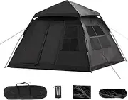 Person Camping Tent, Fishing Tent 5-Person Grey Waterproof 150D Material, Double Layer Waterproof Portable Glamping Tent, Big Tents for Outdoor Camping Hiking & Backpacking with Poles, Pegs Carry Bag