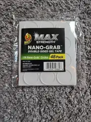 Duck Max Double-Sided Gel Tape Nano-Grab Tech Clear removable 48 pcs 1" circles