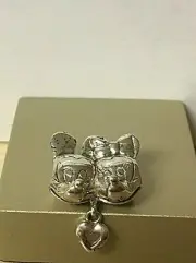 Mickey and Minnie Mouse Heads Silver Bead Chamilia
