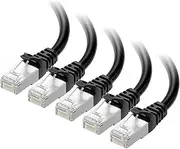 5-Pack Snagless Short Shielded Cat6A Ethernet Cable 5 ft (SSTP, SFTP Shielded Ethernet Cable, Shielded Cat6 Cable, Cat 6 Shielded Network Cable) in Black