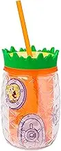 Silver Buffalo Spongebob and Gary Pineapple Double Wall Tumbler with Lid and Straw, 16 Ounces