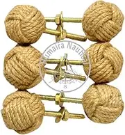 Aysha Nautical 32MM Dia Set of 6 Jute Rope Cabinet knobs Nautical Decor