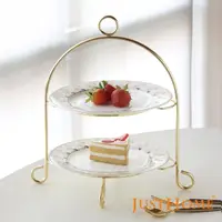 在飛比找momo購物網優惠-【Just Home】英式高級骨瓷雙層蛋糕盤架組/點心盤架/