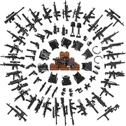 BrickBounty 88 pcs Weapons Toys Machine-Guns-Rifles Compatible with Major Brands, Minifigures Militarybase-Toy-Soldiers-Sentry Post, WW2-Modern-SWAT-Battle-Ammo-sandbag- Army Supplies
