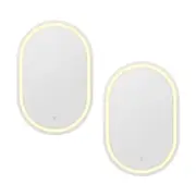Embellir 50X75cm Oval LED Wall Mirror Set of 2