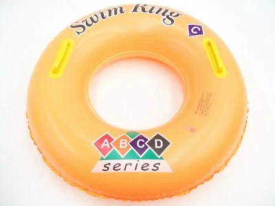 SWIMMING POOL SWIM RING TOY INFLATABLE FLOATING RAFT KIDS ADULTS DONUT ORANGE