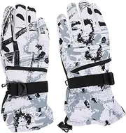 [Baluue] 1Pair Winter Skiing Gloves for Men and Women Windproof Fleece Lined Touch Screen Gloves for Outdoor Activities Cycling and Winter Sports