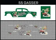 Hot Wheels (1/64), 55 Gasser "Scornbunny" Waterslide, Printed White First,Decals