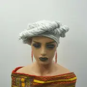 Stretch Head Wrap Scarf Head Women Turban Stretch Jersey Knit Long Hijab Bla-Wht