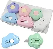 6 Pack Utility Box Cutter, Candy Color Letter Opener, Mini Retractable Utility Knife, Small Pocket Box Cutters, Cute Cloud and Flower Shaped