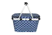 Sachi Insulated Foldable Picnic Carry Basket Bag with Lid Moroccan Navy