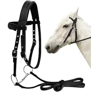 Adjustable Horse Halter, Throat Latch with 3 Buckles, Horse Bridle with Lead Rope, Comfortable Headstall for Daily Use, Training, Farm Must-Have, Durable Horse Equipment for Riders and Horses