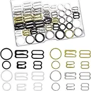 WILLBOND 240 Pcs Swimsuit Bra Strap Hooks Bra Strap Slide Rings Replacement Slider for Swimsuit Tops and Lingerie, 3 Styles, 2 Sizes (Black, White, Gold, Silver)