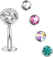 [FRUROSE] 14G Titanium Belly Button Rings Curved Barbell Navel Rings Internally Threaded Design Painless Piercing Jewelry Set With Different Exquisite Colored Zirconia For Women