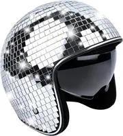 Disco Ball Helmet, Disco Helmet Bicycle Helmet Shiny Silver Harley Helmet Party
