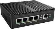 HKUXZR Micro Firewall Appliance, 4 Inter i226-V 2.5Gbe LAN Ports, Fanless Mini PC Celeron J4125 Quad Core, DP/HDMI USB3.0 Support AES-NI Barebone Router PC VPN, 4GB RAM 128GB SSD