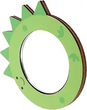 Abaodam Unbreakable Baby Bath Mirror for Toddlers Cute Handheld Dinosaur-Shaped Bath Toy Educational Wooden Mirror for Kids Safe and Fun Bathtub Toy