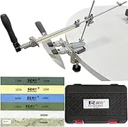 RUIXIN PRO RX-009 Kitchen Knife Sharpener System with 6 Whetstones, 360° Rotation Flip Design, Fixed Angle Stainless Steel Professional Chef Knife Sharpening Kit Fine Grinding Polishing Tool