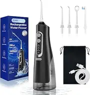 Cordless Water Flosser Teeth Cleaner Dental Oral Irrigator Picks Portable and Rechargeable 310ml Water Tank IPX7 Water Proof for Home and Travel Infiwarden (Black)