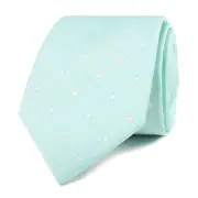 Mint Green with White Polka Dots Skinny Tie