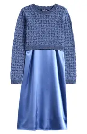 Freshman Kids' Satin Slipdress & Sweater Set in Grape Mist at Nordstrom