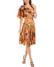 Theia Elora Printed Cocktail Dress 6 Pink