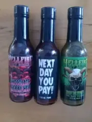 Hellfire Hot Sauce 3 Pack Gift Set Infierno Chocolate Cherry Next Day You Pay