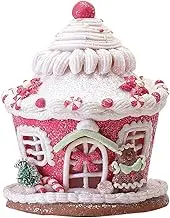 LED Christmas Candy House,Lighted Christmas Gingerbread House,Christmas Candy Gingerbread House,Christmas Village Candy House,Gingerbread Lighted House,Light Up Candy House for Xmas(Pinks)