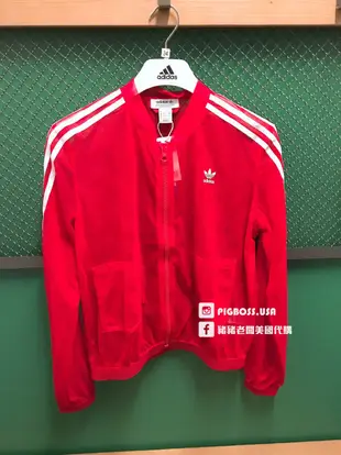 【豬豬老闆】ADIDAS ORIGINALS TRACK JACKET 艷紅色 透明薄紗 立領外套 女款 DW3890