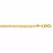 10" 2.5mm Diamond Cut Comfort Curb Chain Anklet Real 14K Solid Yellow Gold 2.4gr