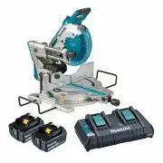 Makita DLS111PT2 - 36V (18Vx2) Brushless AWS 260mm Slide Compound Mitre Saw Kit (2 x 5.0Ah)
