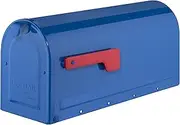 Architectural Mailboxes 7600BE MB1 Post Mount Mailbox Blue with Red Flag MB1 Post Mount Mailbox, Medium