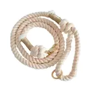 PUPPYSENTIALS Organic Cotton Rope Dog Leash for Small Dogs, Puppy Light Pink