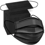 Pack of 100 Black 3 Layer Safety Masks Comfortable Breathable Adjustable Fit