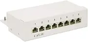 Goobay 68882 CAT 5e Patch Panel 8 Port / RJ45 Sockets Network Plug / 1U Distribution Panel / Mini Desktop Patch Panel / Wall Mounted / Grey