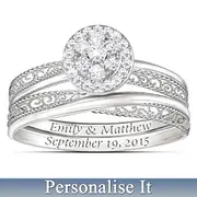 Personalised Love's Embrace Diamond Engraved Bridal Ring Set