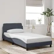 King Single Velvet Bed Frame Without Mattress, Dark Grey - 107x203 cm Platform with Headboard, Modern Stylish Design, Durable Wooden Slats, Sturdy Metal Legs, Elegant Waved Side - Ideal